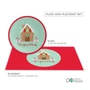 Spark & Spark Our Sweet Xmas House Holiday Placemat, festive holiday themed placemat featuring a gingerbread house design with the text 'The Grand Family' for Christmas celebrations.