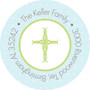 Blue Threaded Cross Round Address Labels