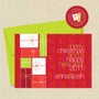 Shown with optional lime green envelope and matching return address label
