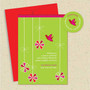 Shown with optional red envelope and matching return address label