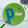 Double Initial Green Kids Plates