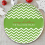 Fancy Zig Zags Green Personalized Christmas plates