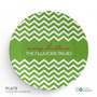 Fancy Zig Zags Green Personalized Christmas plates