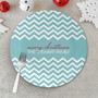 Fancy Zig Zags Blue Personalized Christmas plates