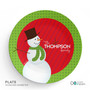 The Snowman Is Here Personalized Christmas Plates