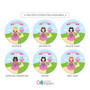 Personalized kids plate with royal character castle scene and name Stephanie on a banner