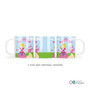 Personalized kids cup with royal character castle scene and name Stephanie on a banner