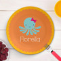 Personalized girls plate Cute Octopus - Cute pink octopus with curly - Unique personalized kids gift, custom name, 10in round, BPA free, dishwasher