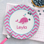 Personalized toddler gift - Sweet Pink Whale plate with sweet pink whale splashing in, personalized name, custom name, 10in round, BPA free