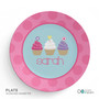 Three Sweet Cupcakes Custom Plate for Girls
