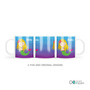 Personalized kids cup with cute blonde mermaid ocean background and name Stella on blue gradient