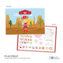 Personalized kids placemat with cowgirl western desert scene cactus and name Nikki on sheriff sign