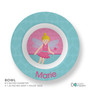 Personalized kids bowl with pink fairy girl wings wand and name Marie on heart background