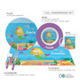 Spark & Spark Sweet Mermaid Kids Plates full dinnerware set, featuring a colorful underwater mermaid theme with the name Amelie, including a large 10-inch plate, an 8.5-inch bowl, a 11-ounce mug, and a placemat, all with mermaid and ocean design.