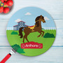 Cute Race Horse Kids Plate