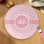 Toddler self feeding plate for girls - Initials On Chevron plate with chevron zigzag with personalized monogram, custom name, 10in round, BPA free