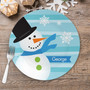 Blue Mr. Snowman Kids Plate