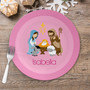 Nativity Set on Pink Kids Plate