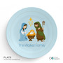 Sweet Blue Nativity Personalized Christmas plates