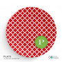 Elegance in Red Quatrefoil Personalized Christmas plate
