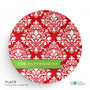 Red Damask Wonder Personalized Christmas plate