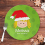 Santa's Hat Girl Kids Plate