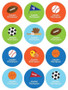 Sports Fan Waterproof Labels for Kids (Set of 48)
