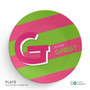 Double Initial Stripes Pink Kids Bowl