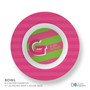 Double Initial Stripes Pink Kids Bowl