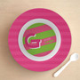 Double Initial Stripes Pink Kids Bowl