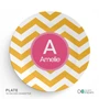 Chevron Mustard and Pink Kids Plate