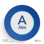 A Linen Blue Letter Kids Plate