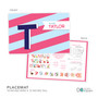 Double Initial Stripes Blue Kids Placemat