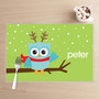 Xmas Baby Blue Owl Kids Placemat