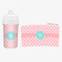 No Spill Cup with Pretty Pink Quatrefoil