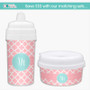 No Spill Cup with Pretty Pink Quatrefoil