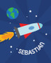 Rocket on the Sky Kids Wall Art