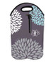 Grey Pom Pom Flowers Wine Tote