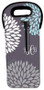 Grey Pom Pom Flowers Wine Tote