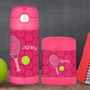 Pink Tennis Racket And Ball Personalized Thermos For Kids