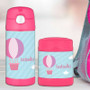 Pink Hot Air Balloon Personalized Thermos For Kids