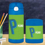 Double Initial Green Thermos Bottle