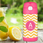 Chevron Mustard and Pink Thermos Bottle