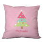 Modern Pink Xmas Tree Personalized Pillow
