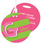 Double Initial And Stripe Pink Kids Luggage Tags