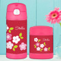 Preppy Flowers Red Thermos Food Jar