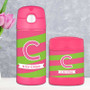 Double Initial Stripes Pink Thermos Food Jar