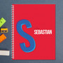 red double initial personalized notebook for kids