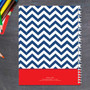 navy and red chevron personalized notebook for kids