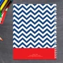 navy and red chevron personalized notebook for kids